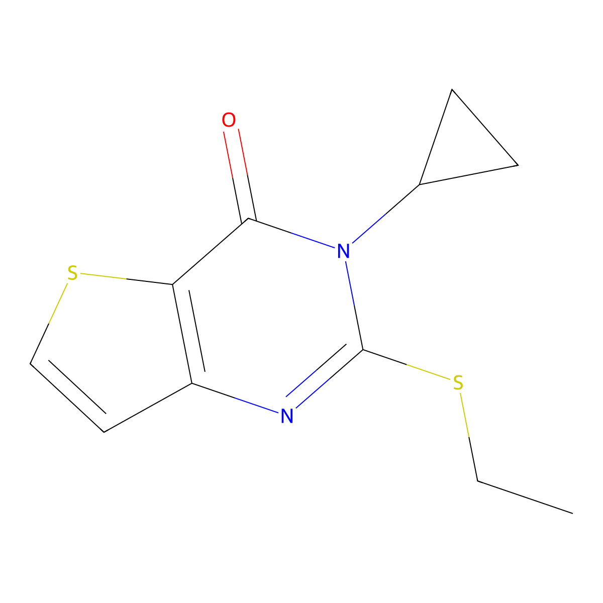 3-cyclopropyl-2-(ethylsulfanyl)thieno[3,2-d]pyrimidin-4(3H)-one molecular structure, CAS 1326867-75-7