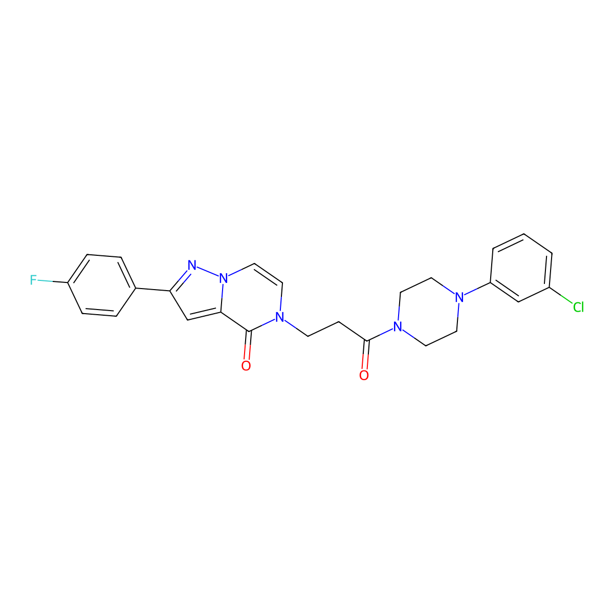 5-{3-[4-(3-chlorophenyl)piperazin-1-yl]-3-oxopropyl}-2-(4-fluorophenyl)pyrazolo[1,5-a]pyrazin-4(5H)-one molecular structure, CAS 1326868-15-8