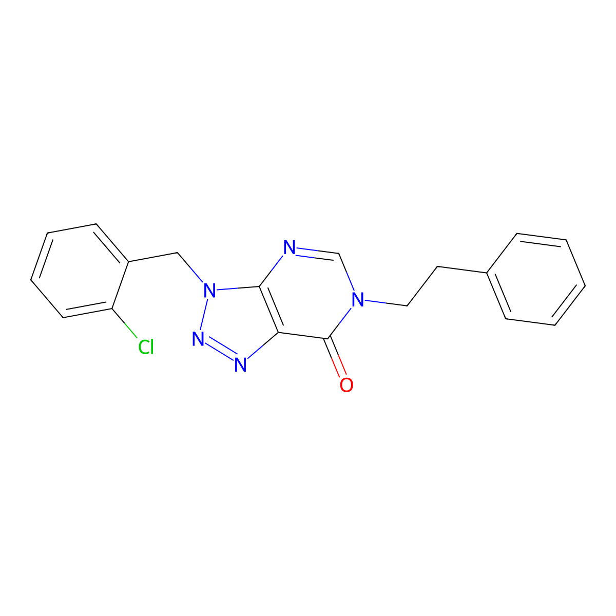 3-(2-chlorobenzyl)-6-(2-phenylethyl)-3,6-dihydro-7H-[1,2,3]triazolo[4,5-d]pyrimidin-7-one molecular structure, CAS 1326868-16-9