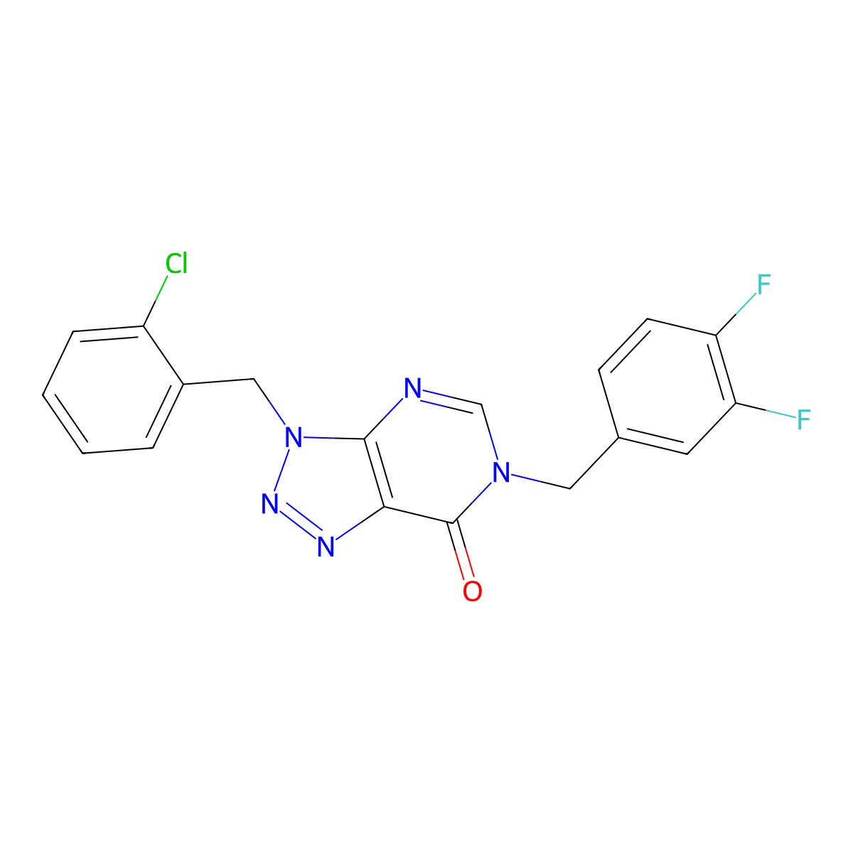 3-(2-chlorobenzyl)-6-(3,4-difluorobenzyl)-3,6-dihydro-7H-[1,2,3]triazolo[4,5-d]pyrimidin-7-one molecular structure, CAS 1326868-24-9