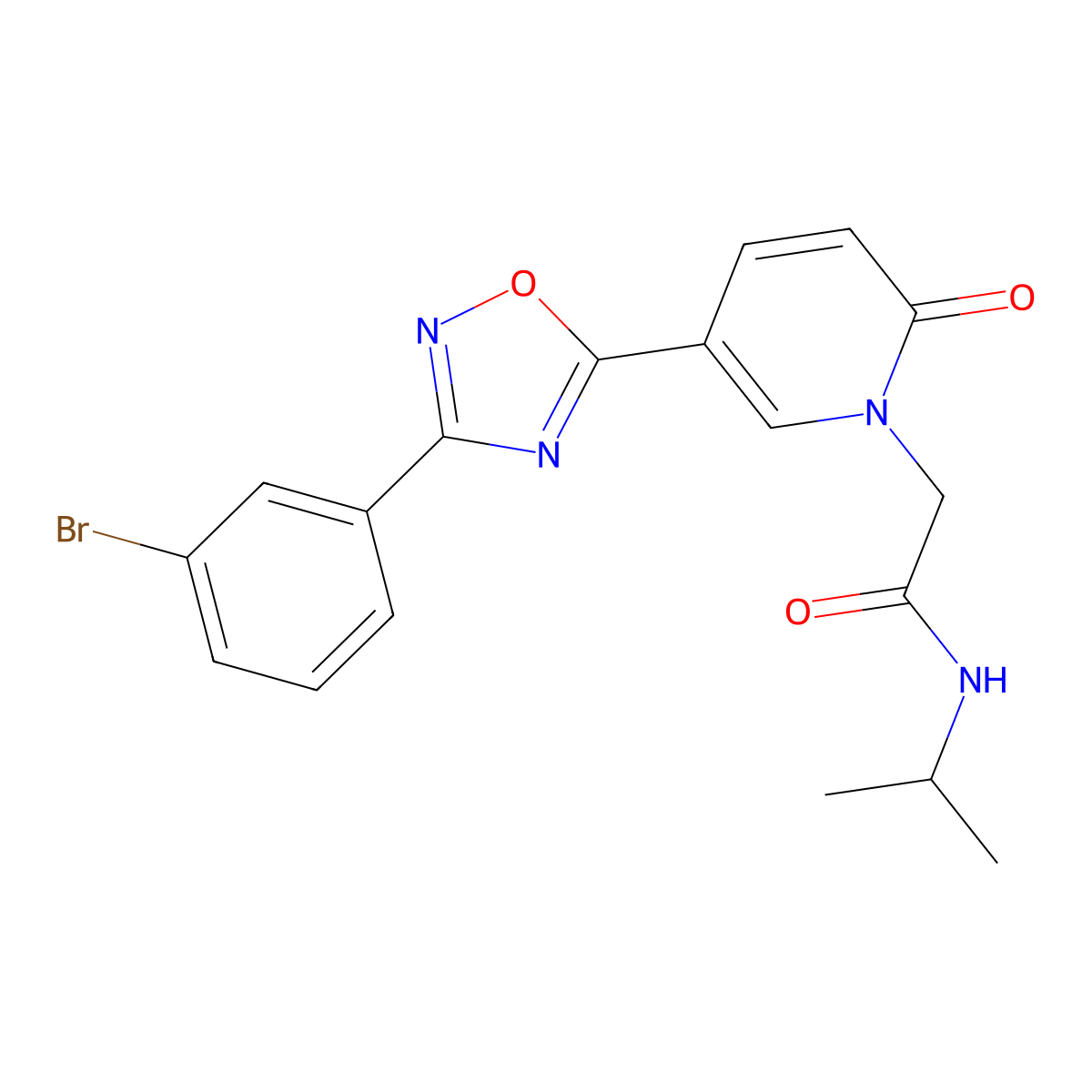 2-{5-[3-(3-bromophenyl)-1,2,4-oxadiazol-5-yl]-2-oxopyridin-1(2H)-yl}-N-(propan-2-yl)acetamide molecular structure, CAS 1326868-46-5