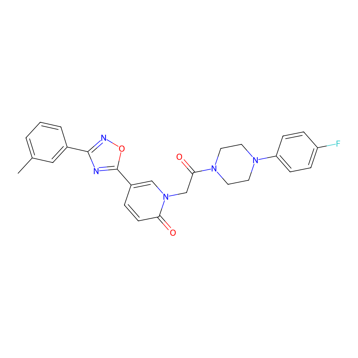 1-{2-[4-(4-fluorophenyl)piperazin-1-yl]-2-oxoethyl}-5-[3-(3-methylphenyl)-1,2,4-oxadiazol-5-yl]pyridin-2(1H)-one molecular structure, CAS 1326869-03-7
