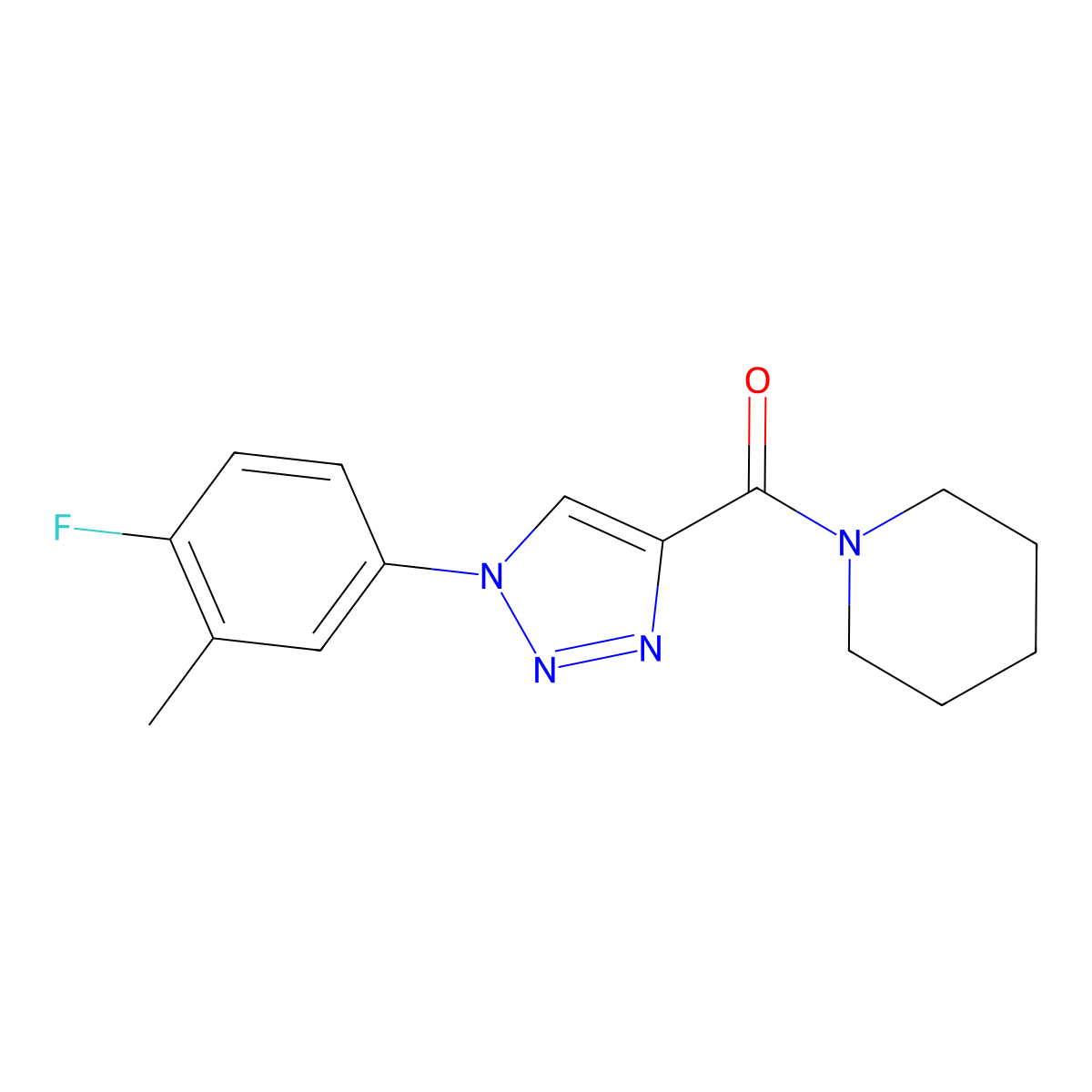 (1-(4-fluoro-3-methylphenyl)-1H-1,2,3-triazol-4-yl)(piperidin-1-yl)methanone molecular structure, CAS 1326869-46-8