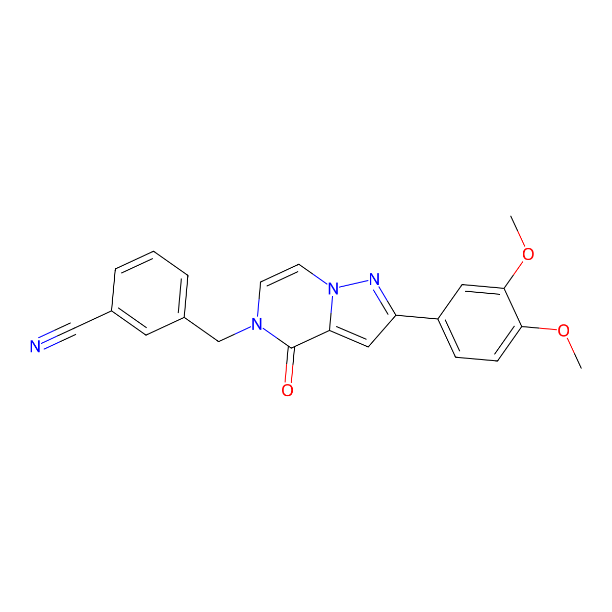 3-((2-(3,4-dimethoxyphenyl)-4-oxopyrazolo[1,5-a]pyrazin-5(4H)-yl)methyl)benzonitrile molecular structure, CAS 1326869-76-4