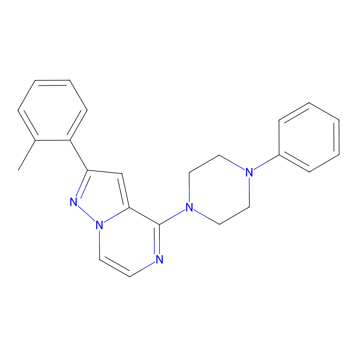 2-(2-Methylphenyl)-4-(4-phenylpiperazin-1-yl)pyrazolo[1,5-a]pyrazine molecular structure, CAS 1326870-25-0