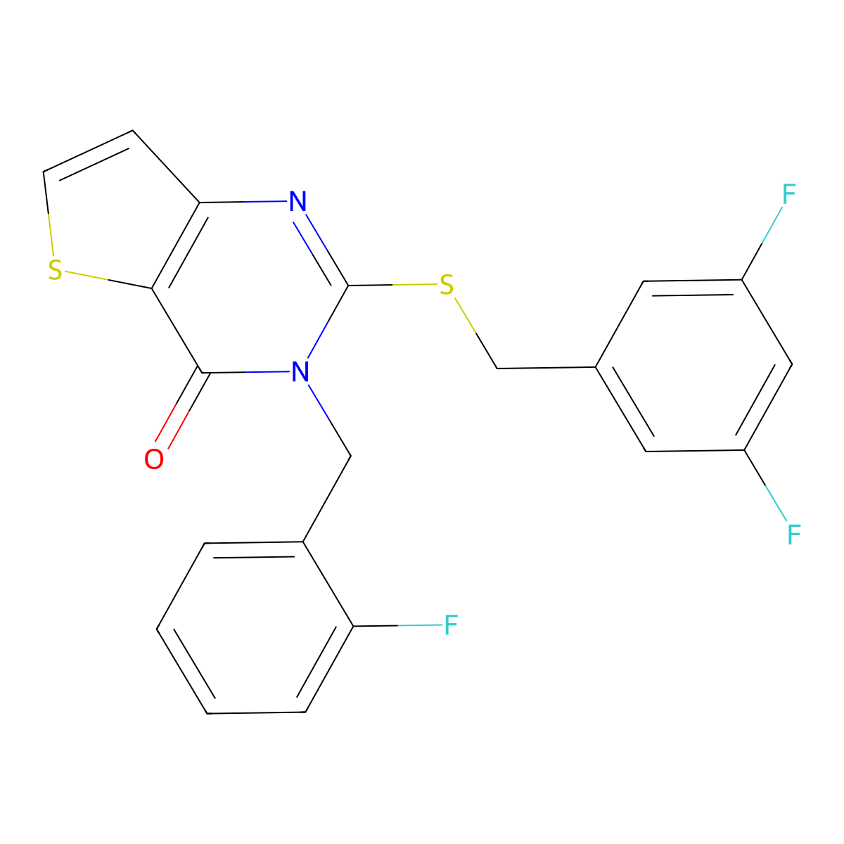 2-[(3,5-difluorobenzyl)sulfanyl]-3-(2-fluorobenzyl)thieno[3,2-d]pyrimidin-4(3H)-one molecular structure, CAS 1326870-40-9