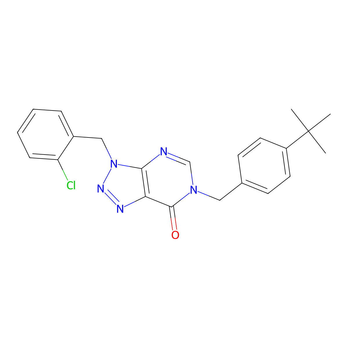 6-(4-tert-butylbenzyl)-3-(2-chlorobenzyl)-3,6-dihydro-7H-[1,2,3]triazolo[4,5-d]pyrimidin-7-one molecular structure, CAS 1326870-41-0