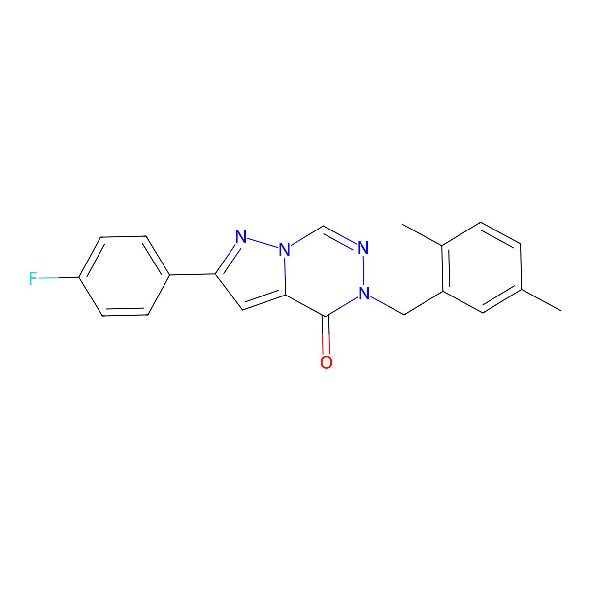 5-(2,5-dimethylbenzyl)-2-(4-fluorophenyl)pyrazolo[1,5-d][1,2,4]triazin-4(5H)-one molecular structure, CAS 1326870-42-1