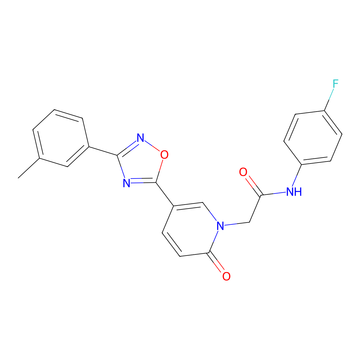 N-(4-fluorophenyl)-2-{5-[3-(3-methylphenyl)-1,2,4-oxadiazol-5-yl]-2-oxopyridin-1(2H)-yl}acetamide molecular structure, CAS 1326871-85-5
