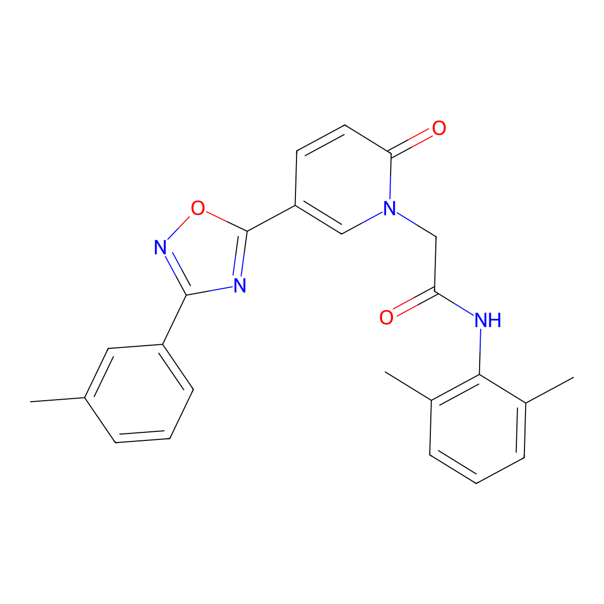 N-(2,6-dimethylphenyl)-2-{5-[3-(3-methylphenyl)-1,2,4-oxadiazol-5-yl]-2-oxopyridin-1(2H)-yl}acetamide molecular structure, CAS 1326871-90-2