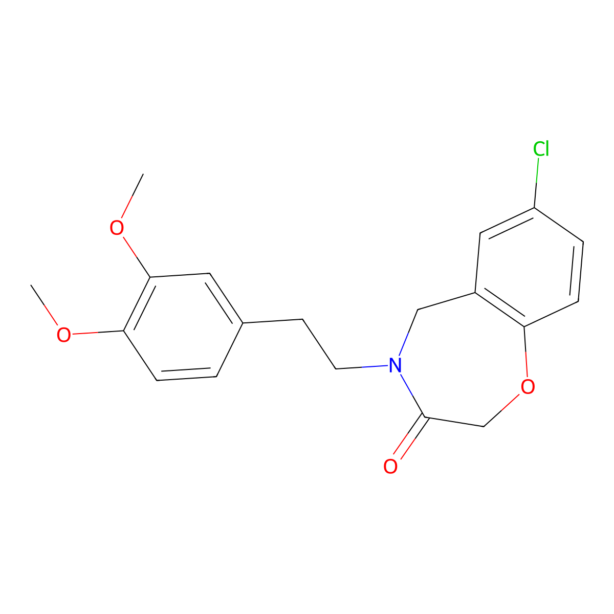 7-chloro-4-[2-(3,4-dimethoxyphenyl)ethyl]-4,5-dihydro-1,4-benzoxazepin-3(2H)-one molecular structure, CAS 1326872-06-3