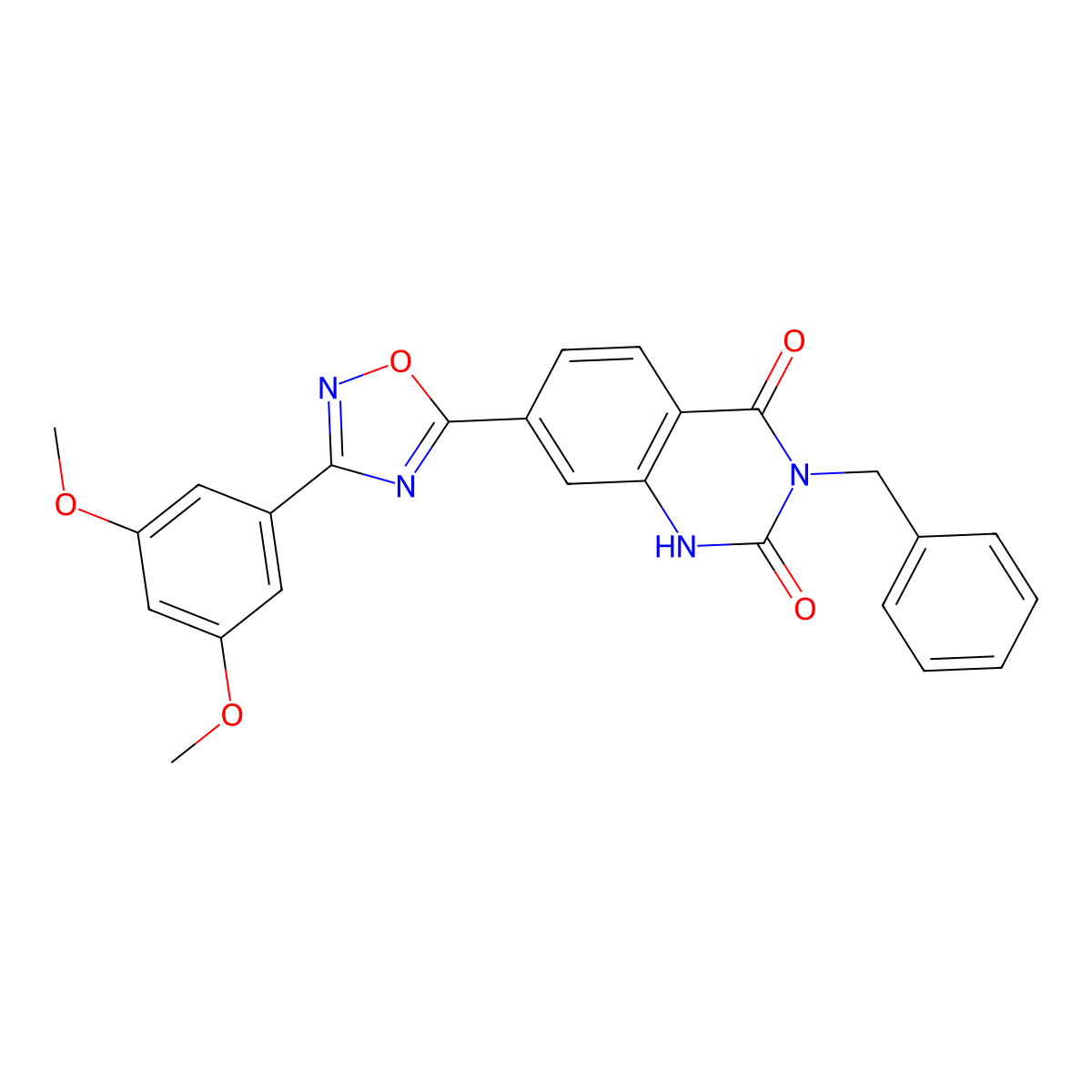 3-benzyl-7-[3-(3,5-dimethoxyphenyl)-1,2,4-oxadiazol-5-yl]quinazoline-2,4(1H,3H)-dione molecular structure, CAS 1326872-08-5