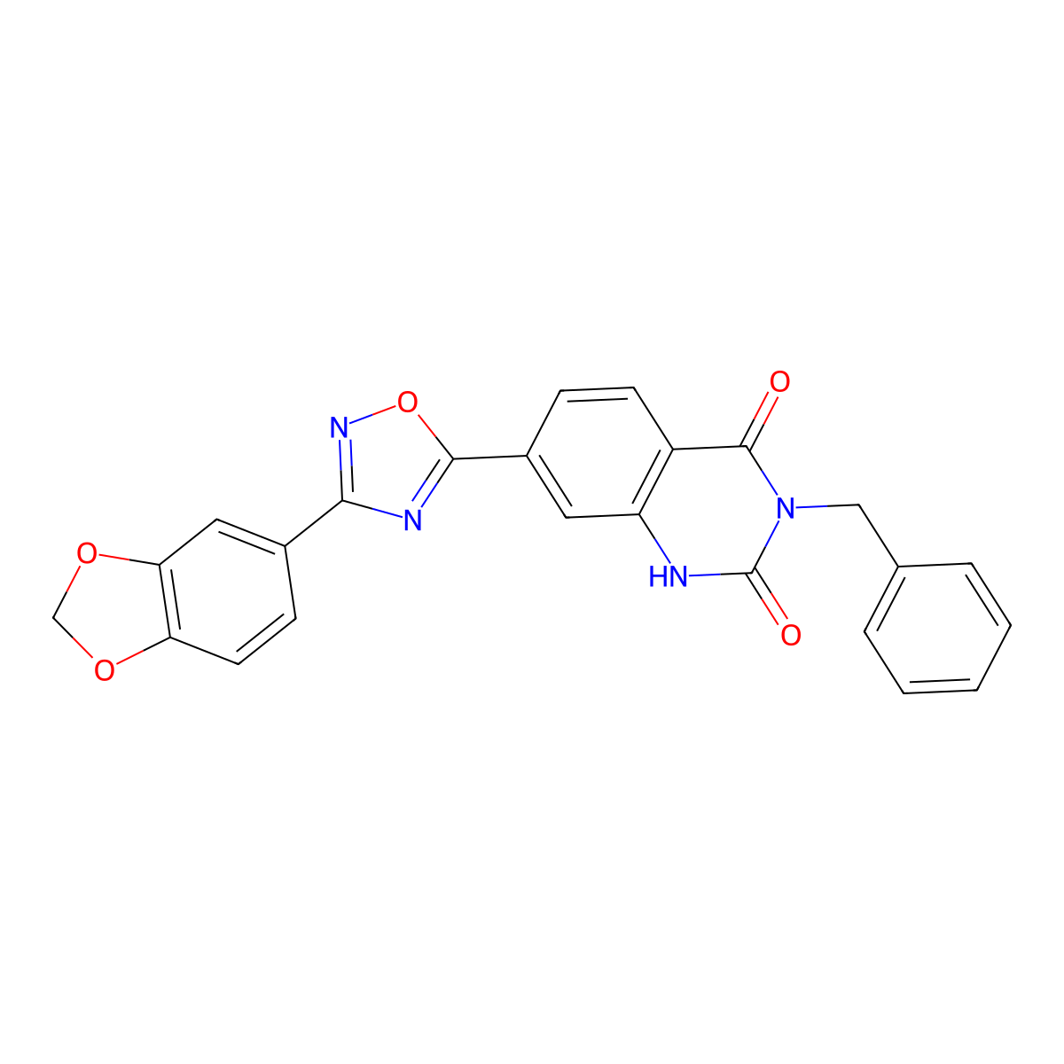 7-(3-(benzo[d][1,3]dioxol-5-yl)-1,2,4-oxadiazol-5-yl)-3-benzylquinazoline-2,4(1H,3H)-dione molecular structure, CAS 1326872-16-5