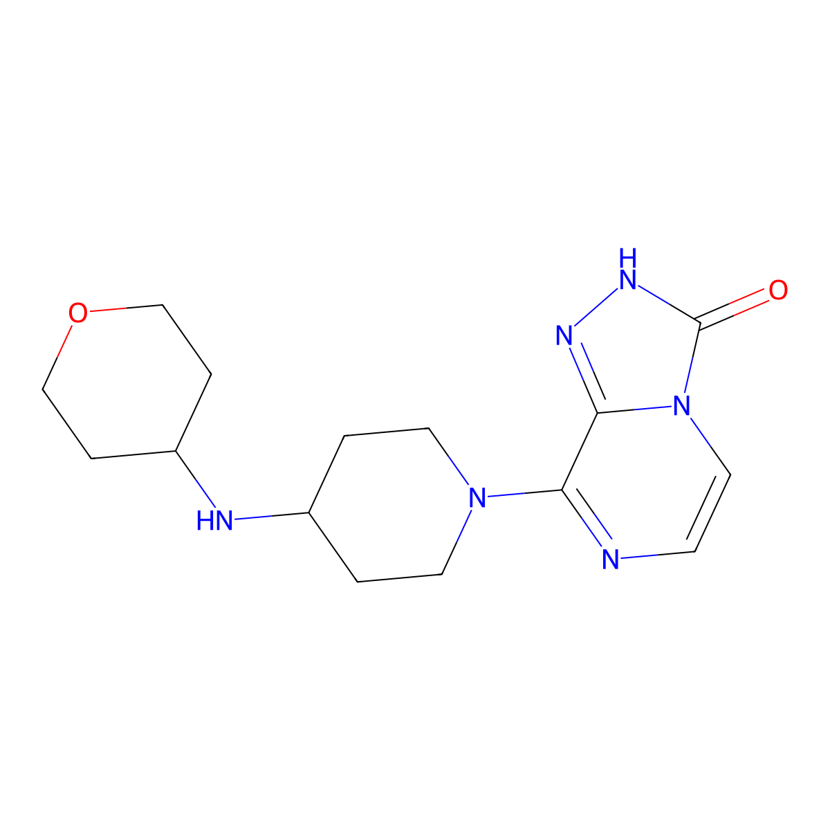 8-[4-(tetrahydro-2H-pyran-4-ylamino)piperidin-1-yl][1,2,4]triazolo[4,3-a]pyrazin-3(2H)-one molecular structure, CAS 1326872-31-4