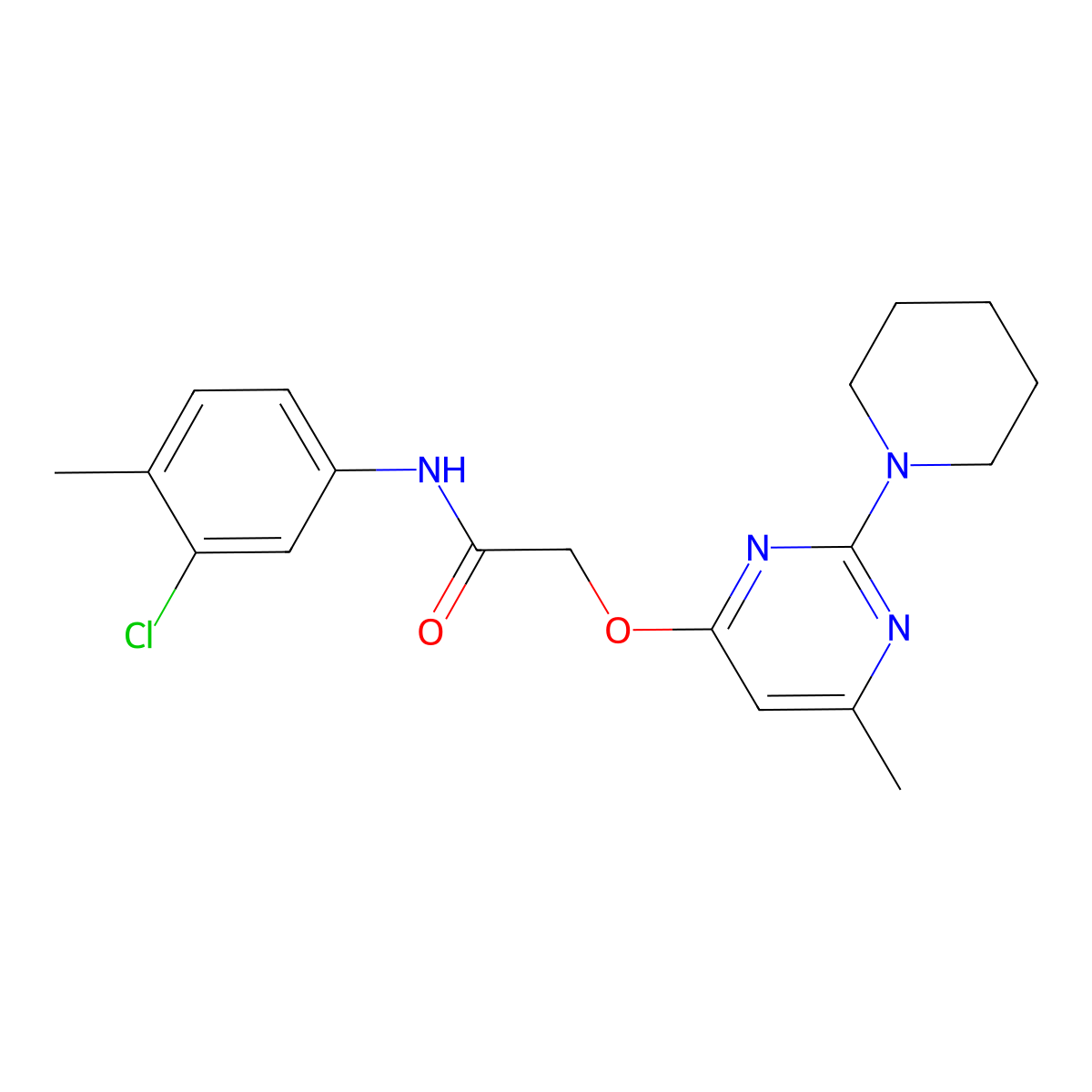 N-(3-chloro-4-methylphenyl)-2-{[6-methyl-2-(piperidin-1-yl)pyrimidin-4-yl]oxy}acetamide molecular structure, CAS 1326872-62-1