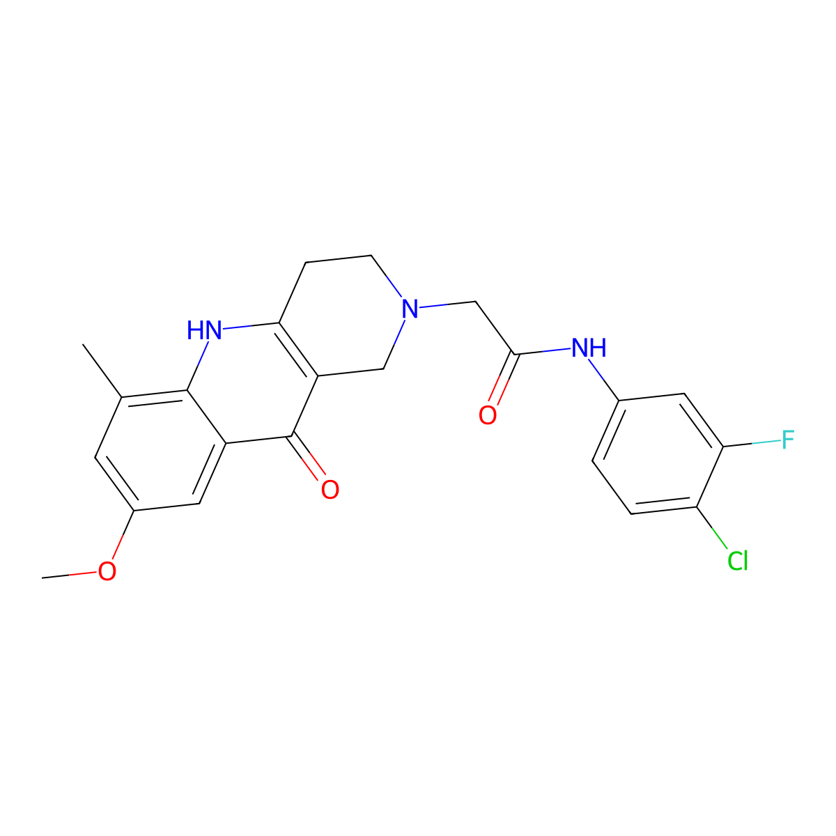 N-(4-chloro-3-fluorophenyl)-2-(8-methoxy-6-methyl-10-oxo-3,4,5,10-tetrahydrobenzo[b][1,6]naphthyridin-2(1H)-yl)acetamide molecular structure, CAS 1326872-78-9