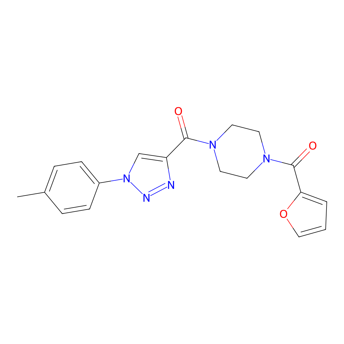 furan-2-yl(4-{[1-(4-methylphenyl)-1H-1,2,3-triazol-4-yl]carbonyl}piperazin-1-yl)methanone molecular structure, CAS 1326874-27-4