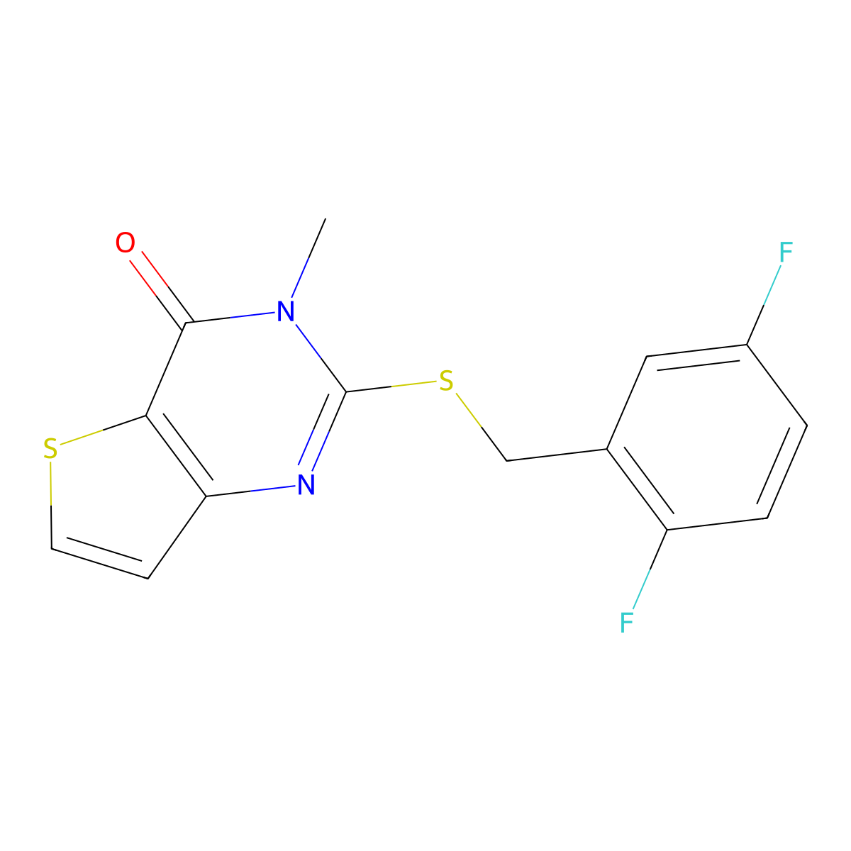 2-[(2,5-difluorobenzyl)sulfanyl]-3-methylthieno[3,2-d]pyrimidin-4(3H)-one molecular structure, CAS 1326874-67-2