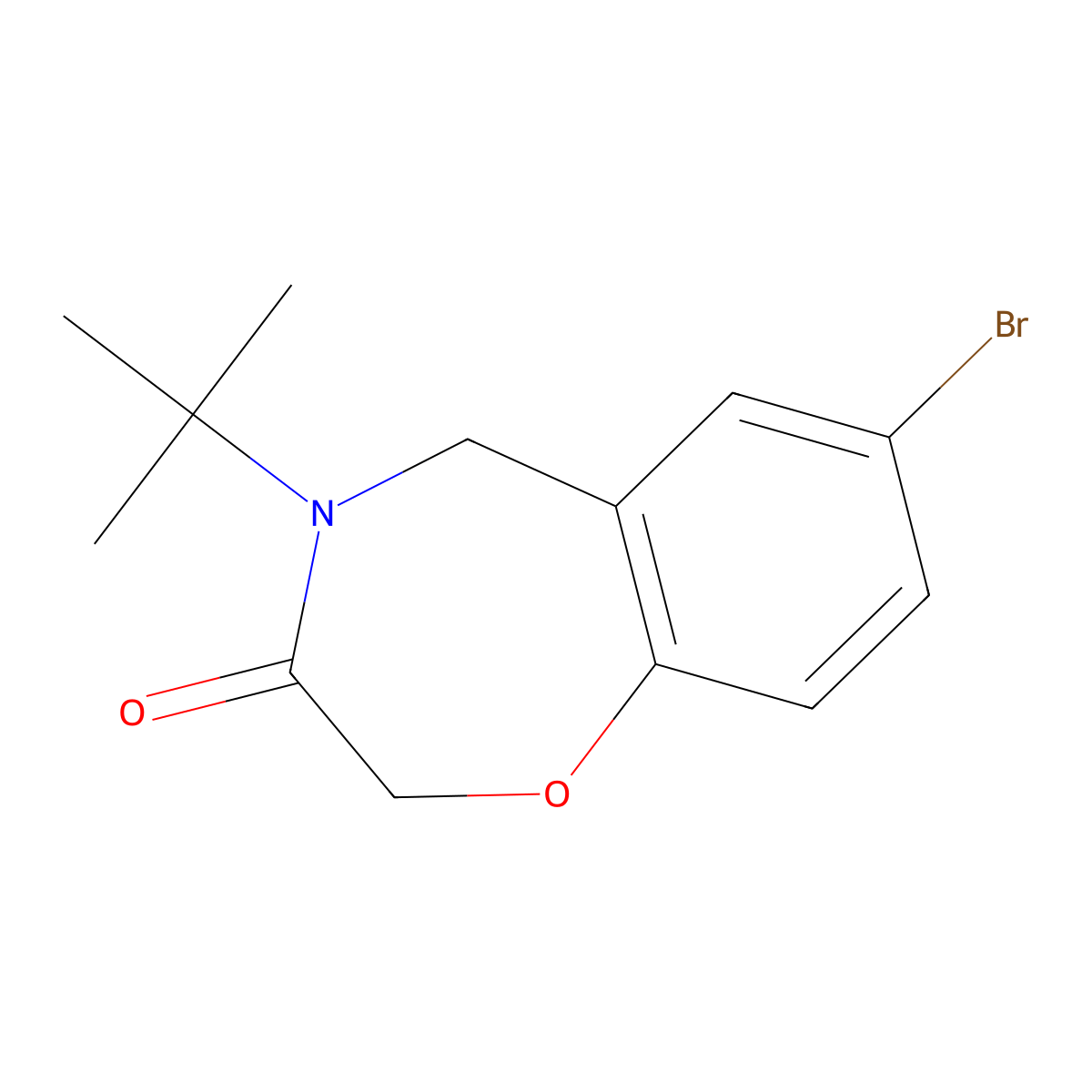 7-bromo-4-tert-butyl-4,5-dihydro-1,4-benzoxazepin-3(2H)-one molecular structure, CAS 1326874-72-9