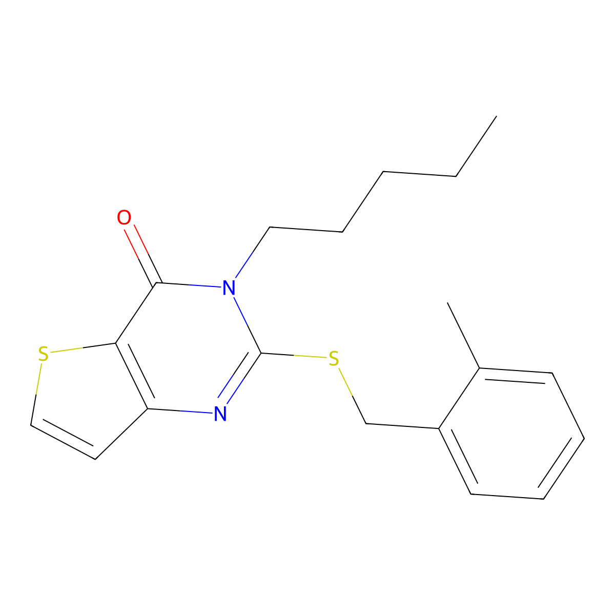 2-[(2-methylbenzyl)sulfanyl]-3-pentylthieno[3,2-d]pyrimidin-4(3H)-one molecular structure, CAS 1326874-85-4