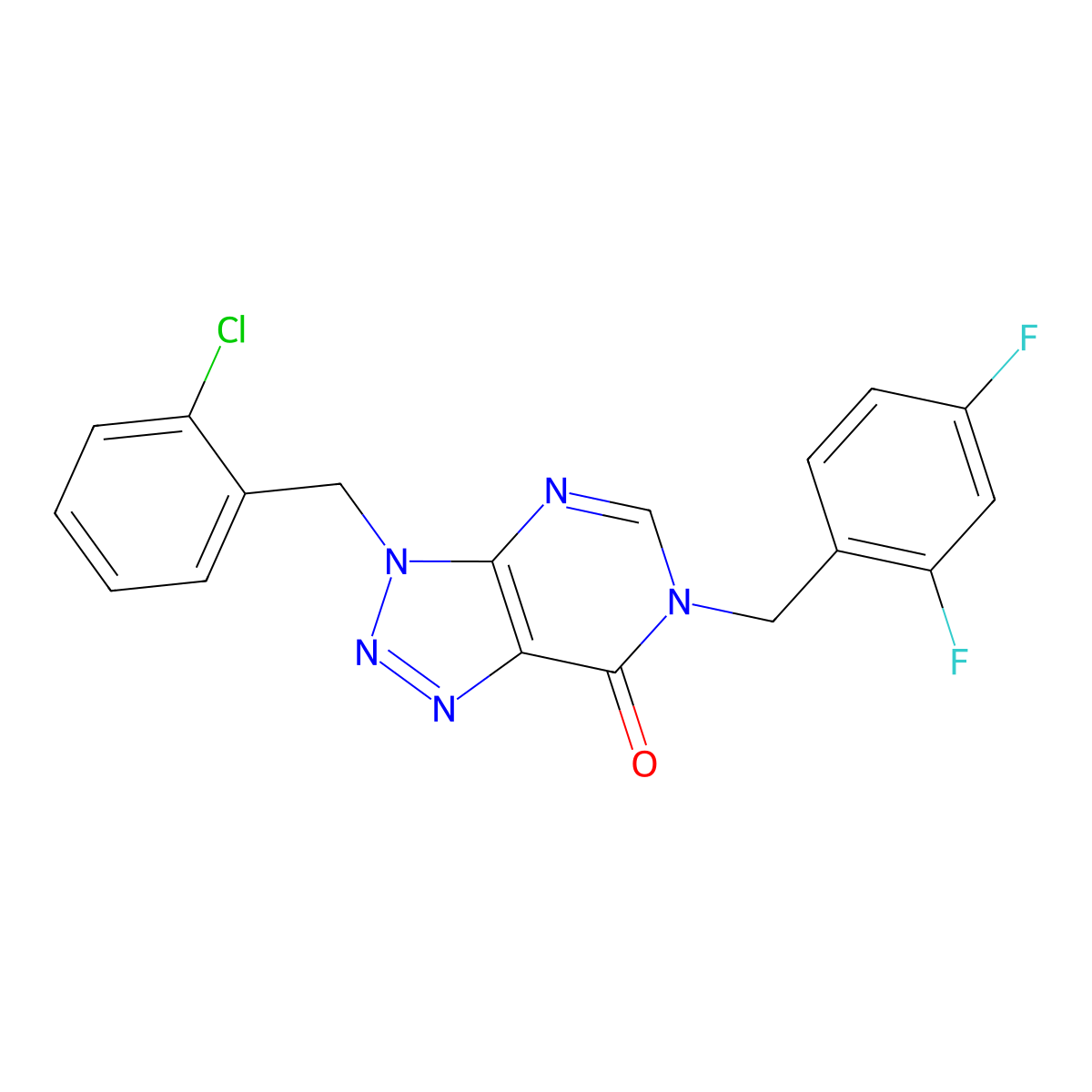 3-(2-chlorobenzyl)-6-(2,4-difluorobenzyl)-3,6-dihydro-7H-[1,2,3]triazolo[4,5-d]pyrimidin-7-one molecular structure, CAS 1326875-08-4