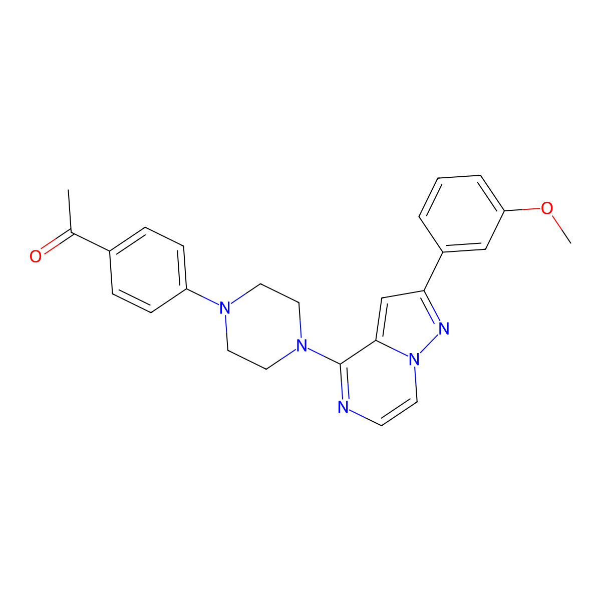 1-(4-{4-[2-(3-Methoxyphenyl)pyrazolo[1,5-a]pyrazin-4-yl]piperazin-1-yl}phenyl)ethanone molecular structure, CAS 1326875-30-2
