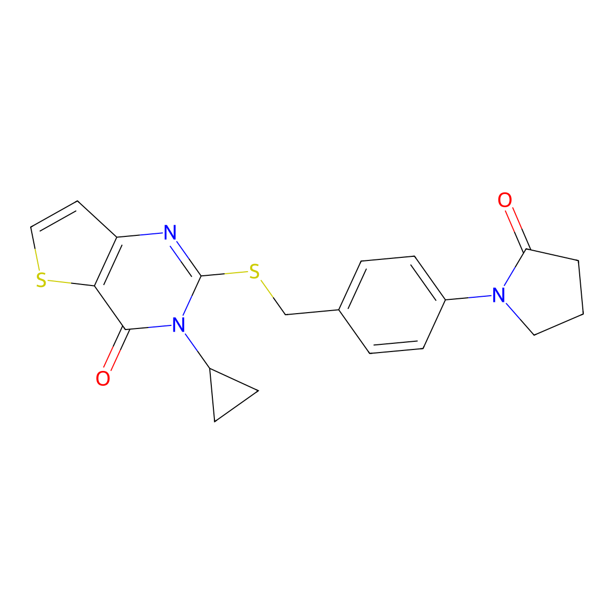 3-cyclopropyl-2-{[4-(2-oxopyrrolidin-1-yl)benzyl]sulfanyl}thieno[3,2-d]pyrimidin-4(3H)-one molecular structure, CAS 1326875-40-4