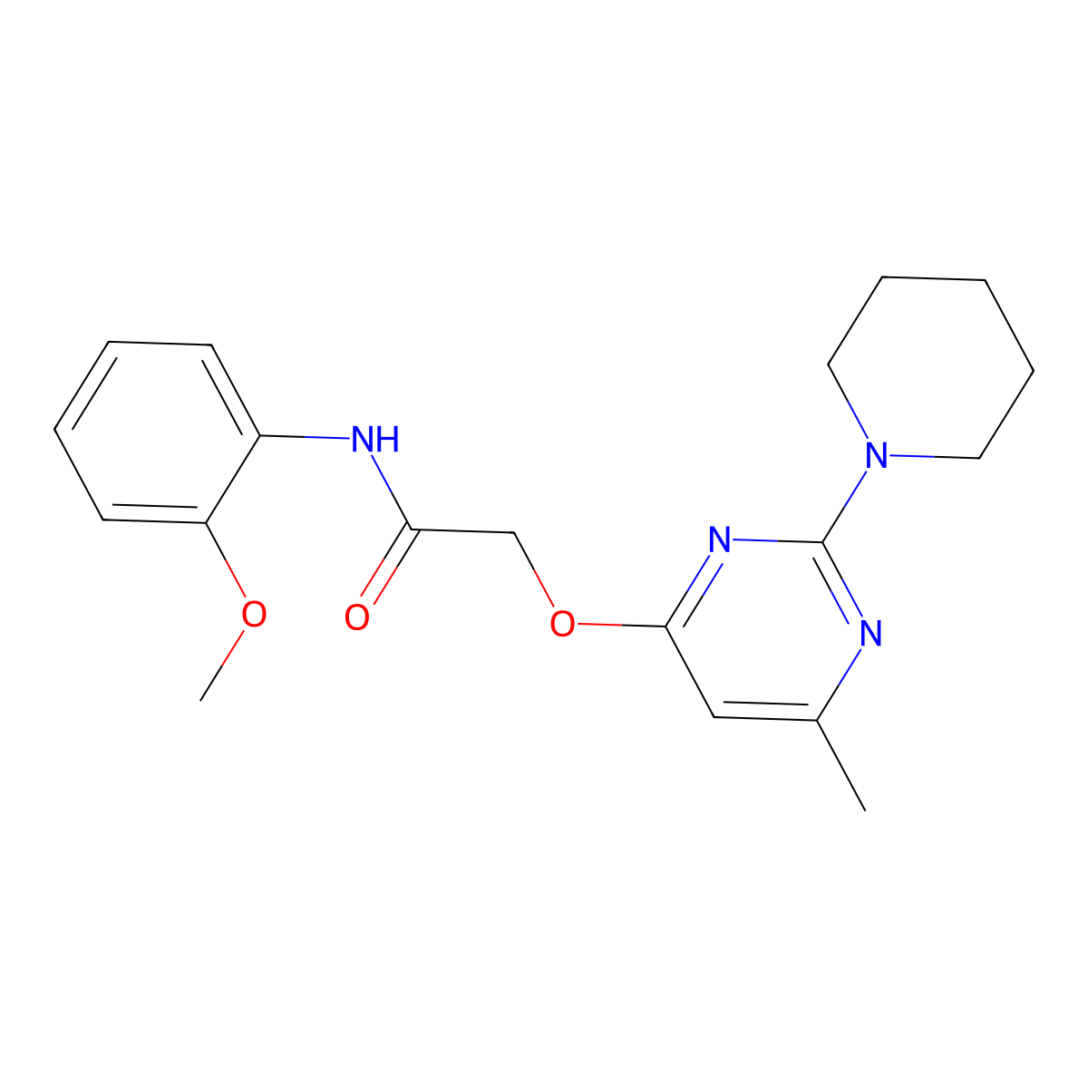 N-(2-methoxyphenyl)-2-{[6-methyl-2-(piperidin-1-yl)pyrimidin-4-yl]oxy}acetamide molecular structure, CAS 1326875-73-3