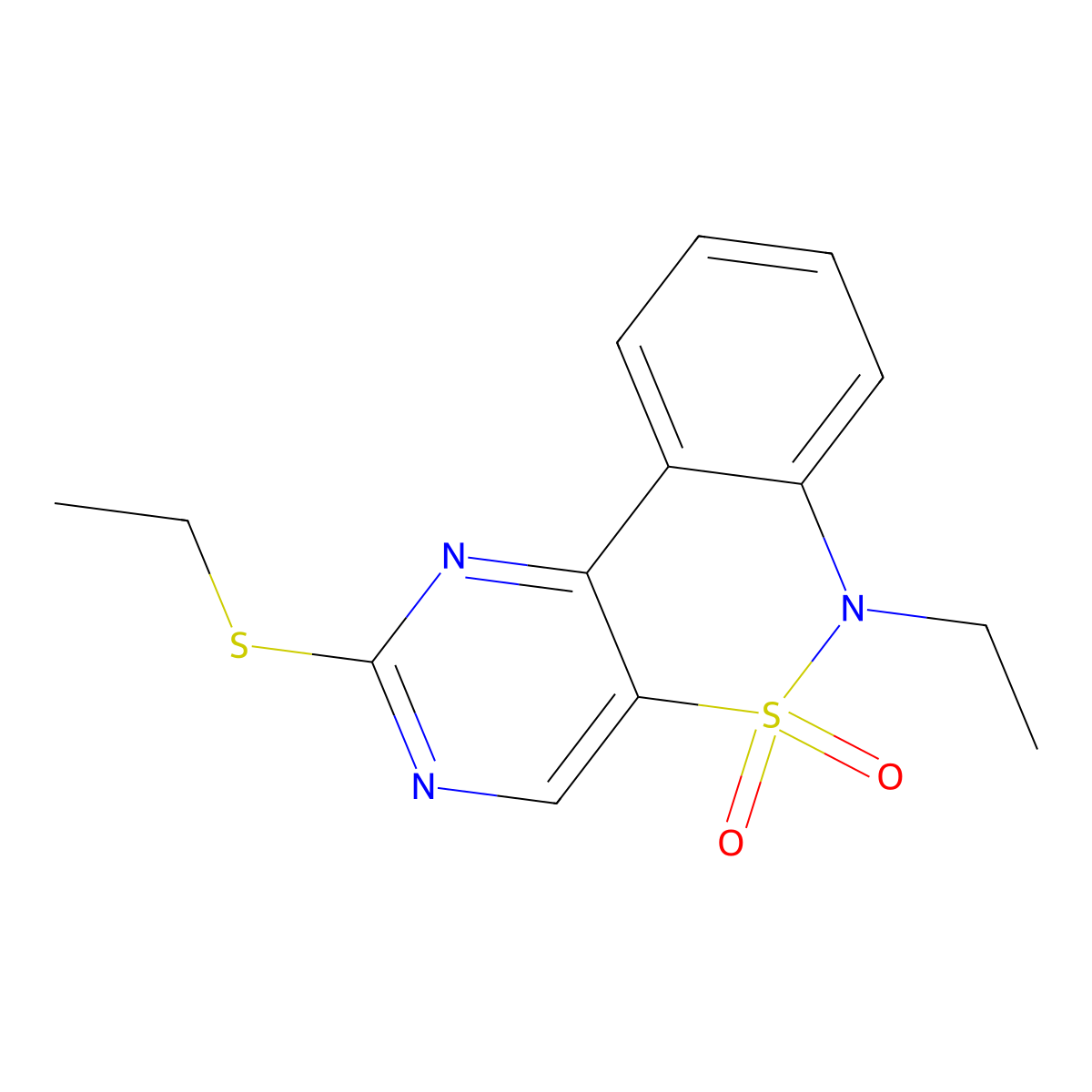 6-ethyl-2-(ethylsulfanyl)-6H-pyrimido[5,4-c][2,1]benzothiazine 5,5-dioxide molecular structure, CAS 1326875-75-5