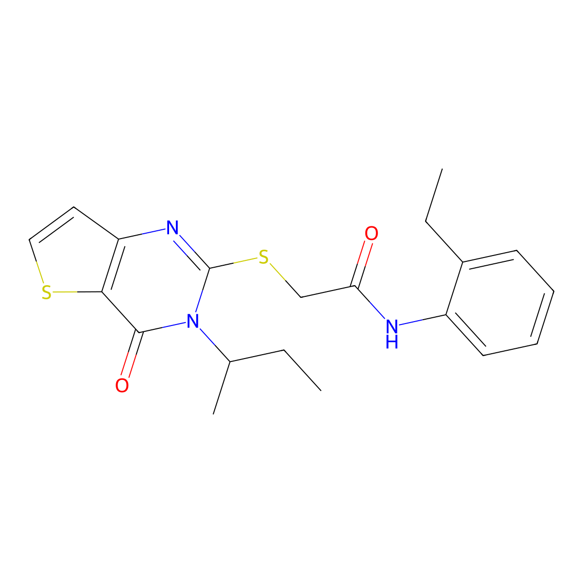 2-{[3-(butan-2-yl)-4-oxo-3,4-dihydrothieno[3,2-d]pyrimidin-2-yl]sulfanyl}-N-(2-ethylphenyl)acetamide molecular structure, CAS 1326876-46-3