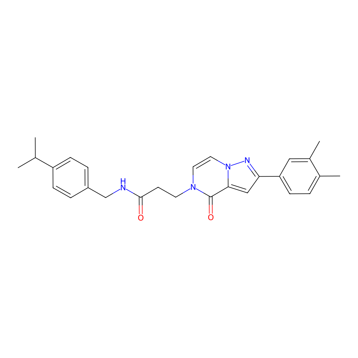3-[2-(3,4-dimethylphenyl)-4-oxopyrazolo[1,5-a]pyrazin-5(4H)-yl]-N-[4-(propan-2-yl)benzyl]propanamide molecular structure, CAS 1326876-81-6