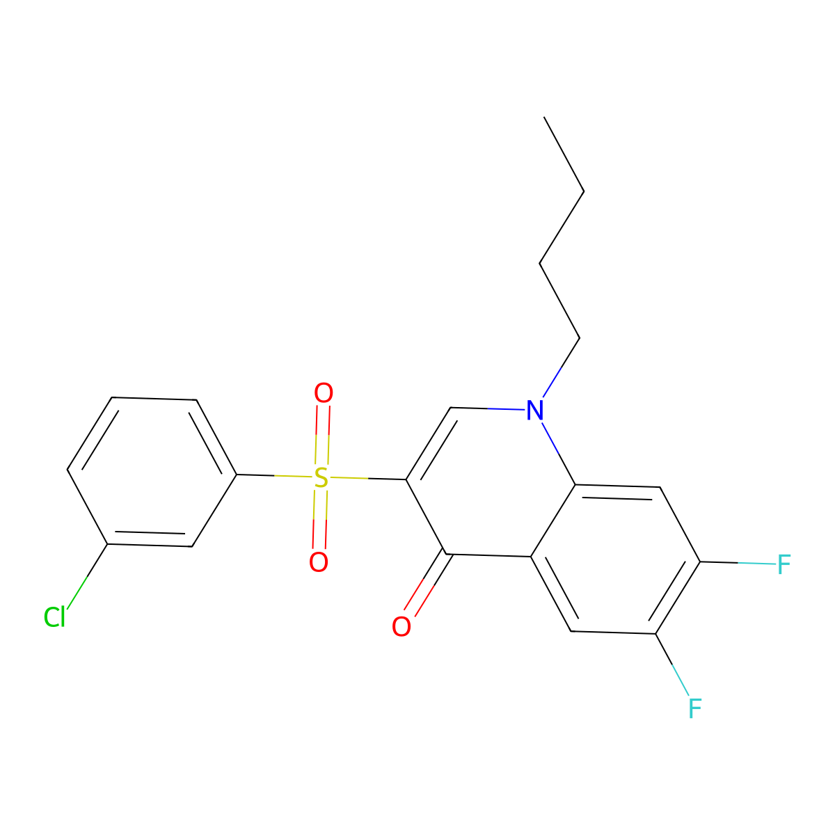 1-butyl-3-[(3-chlorophenyl)sulfonyl]-6,7-difluoroquinolin-4(1H)-one molecular structure, CAS 1326876-91-8