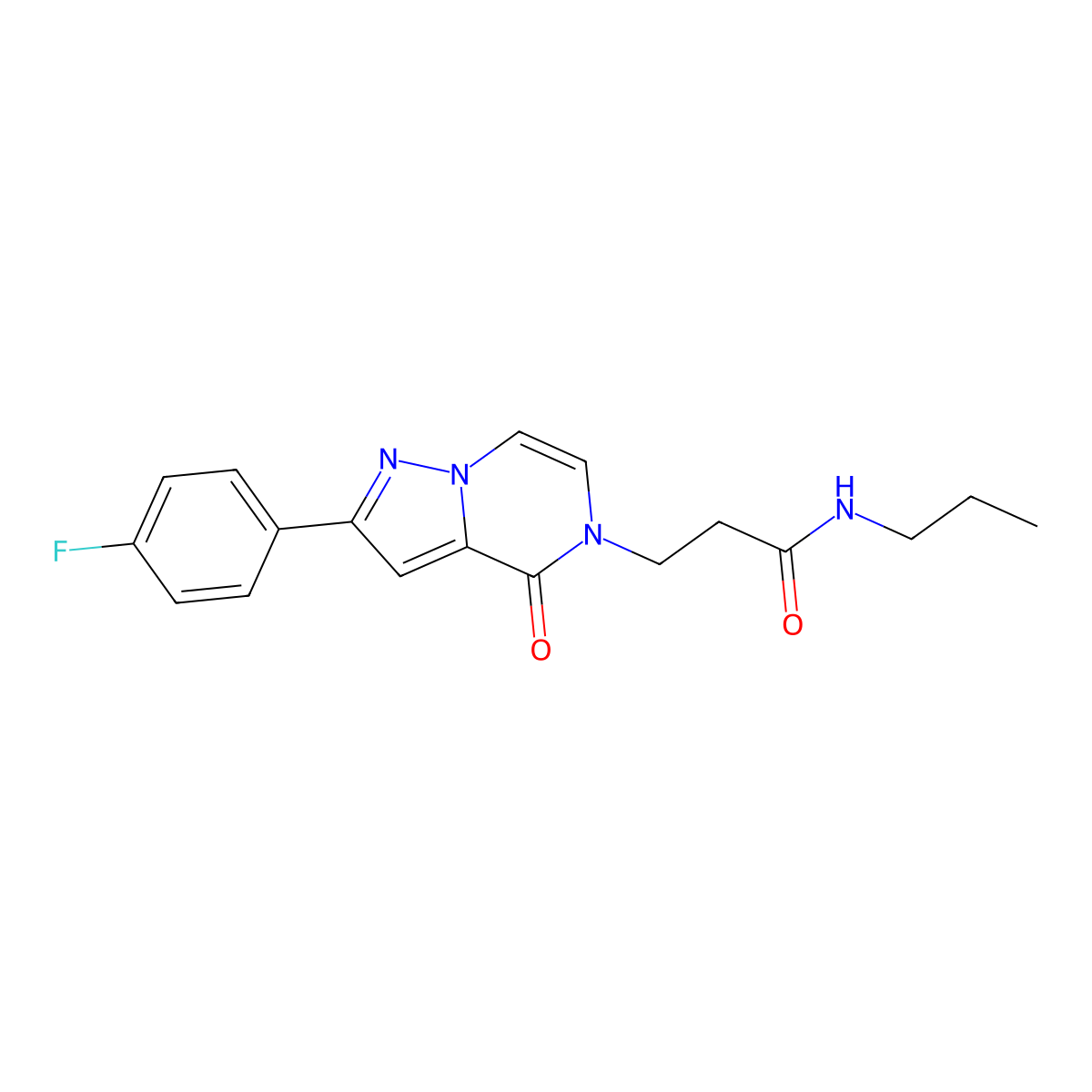 3-[2-(4-fluorophenyl)-4-oxo-4H,5H-pyrazolo[1,5-a]pyrazin-5-yl]-N-propylpropanamide molecular structure, CAS 1326877-03-5