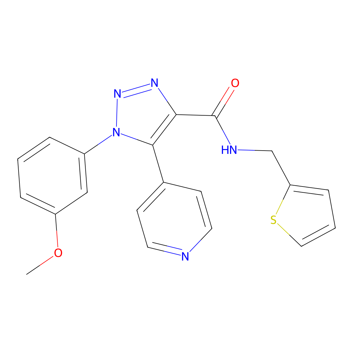 1-(3-methoxyphenyl)-5-(pyridin-4-yl)-N-(thiophen-2-ylmethyl)-1H-1,2,3-triazole-4-carboxamide molecular structure, CAS 1326877-65-9