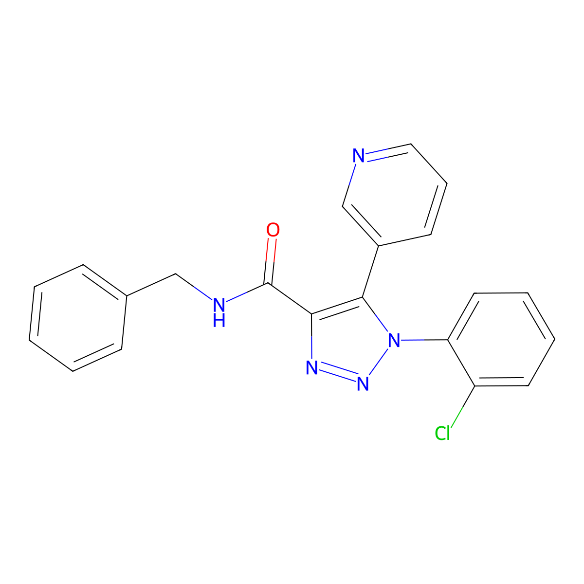 N-benzyl-1-(2-chlorophenyl)-5-(pyridin-3-yl)-1H-1,2,3-triazole-4-carboxamide molecular structure, CAS 1326878-34-5