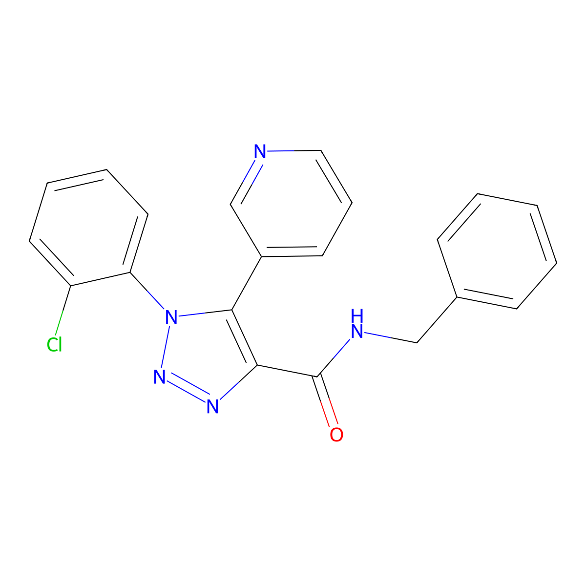 N-benzyl-1-(2-chlorophenyl)-5-(pyridin-3-yl)-1H-1,2,3-triazole-4-carboxamide molecular structure, CAS 1326878-34-5