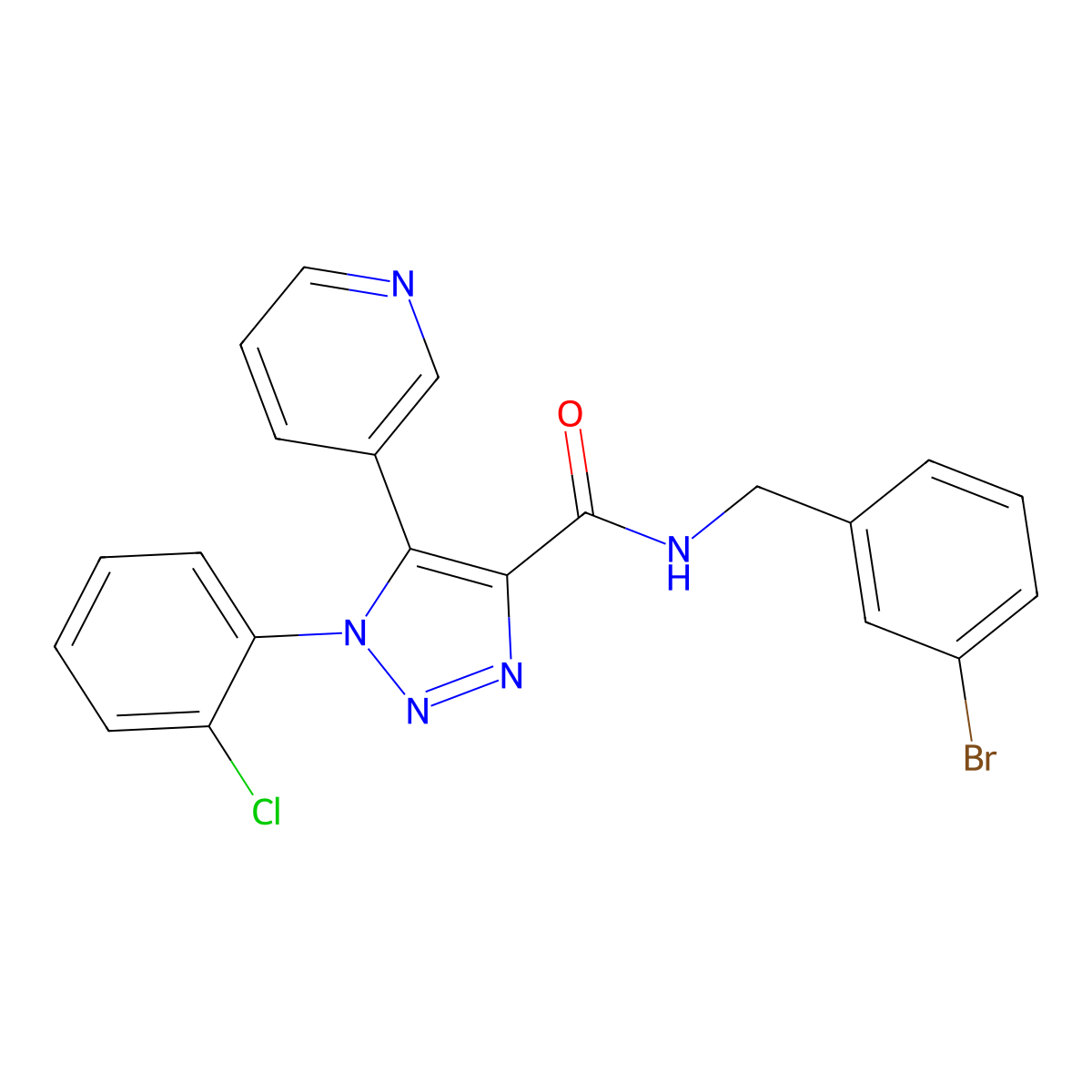 N-(3-bromobenzyl)-1-(2-chlorophenyl)-5-(pyridin-3-yl)-1H-1,2,3-triazole-4-carboxamide molecular structure, CAS 1326878-39-0