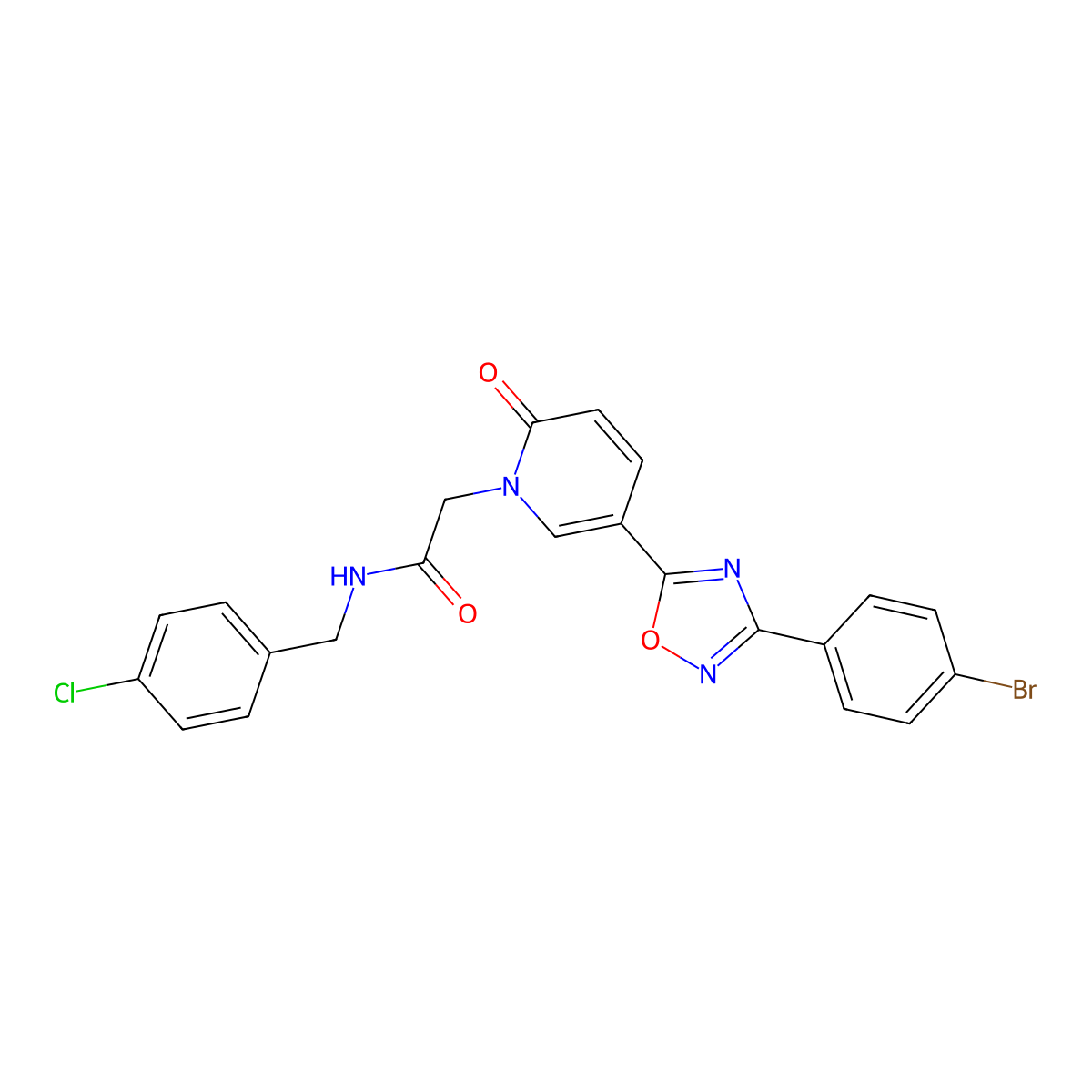 2-(5-(3-(4-bromophenyl)-1,2,4-oxadiazol-5-yl)-2-oxopyridin-1(2H)-yl)-N-(4-chlorobenzyl)acetamide molecular structure, CAS 1326878-73-2
