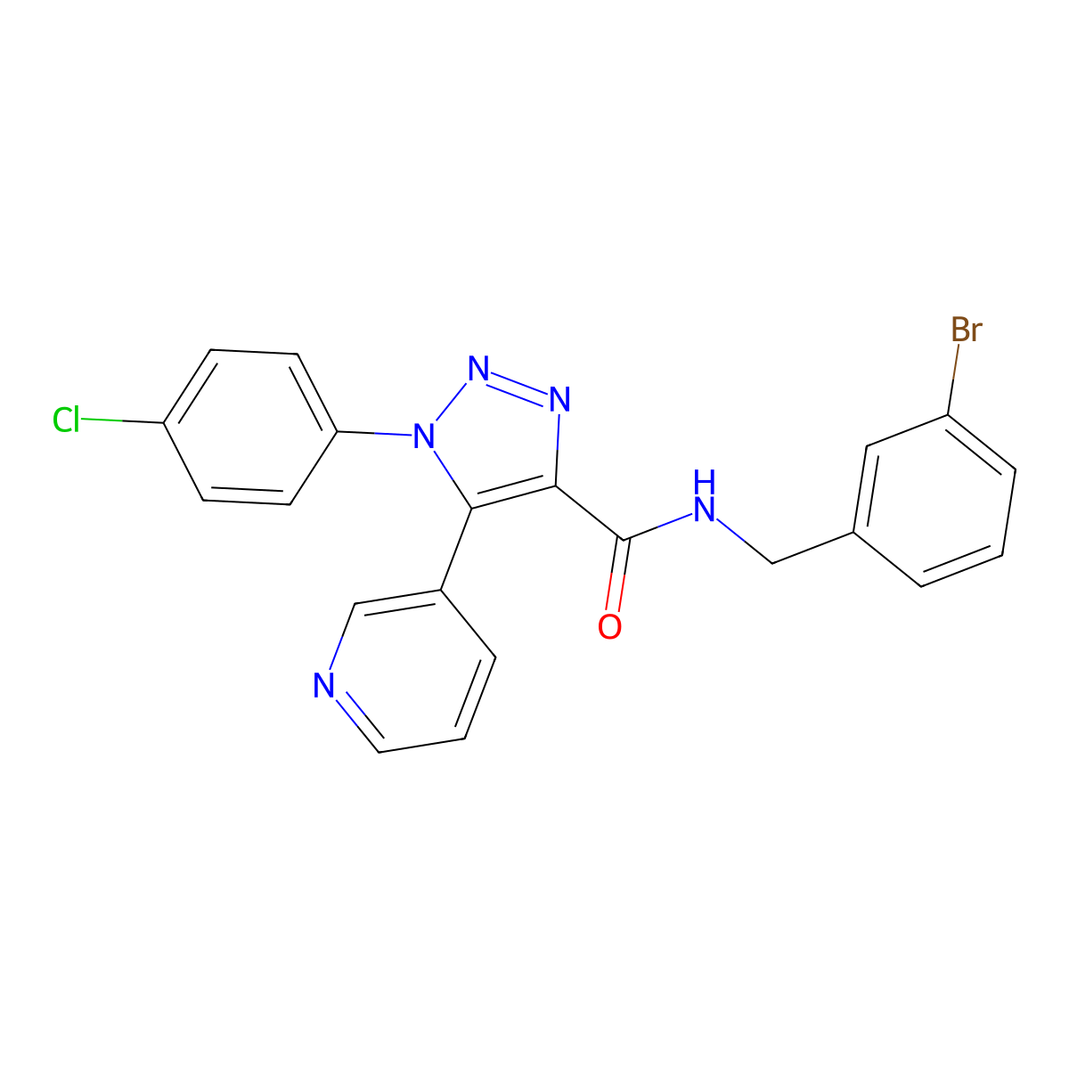 N-(3-bromobenzyl)-1-(4-chlorophenyl)-5-(pyridin-3-yl)-1H-1,2,3-triazole-4-carboxamide molecular structure, CAS 1326878-90-3