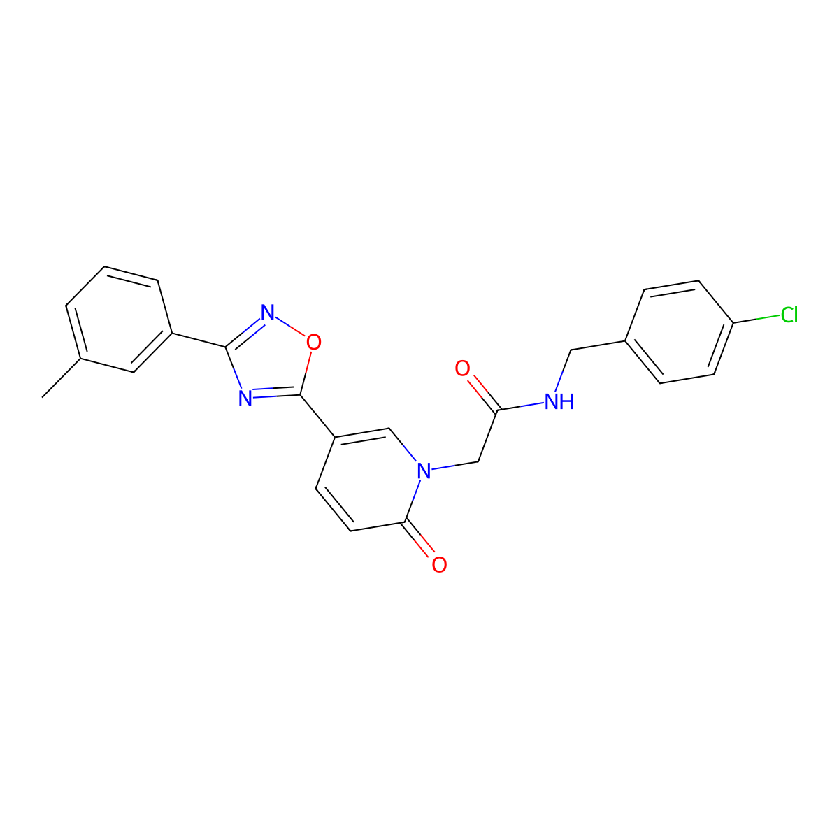 N-[(4-chlorophenyl)methyl]-2-{5-[3-(3-methylphenyl)-1,2,4-oxadiazol-5-yl]-2-oxo-1,2-dihydropyridin-1-yl}acetamide molecular structure, CAS 1326878-93-6