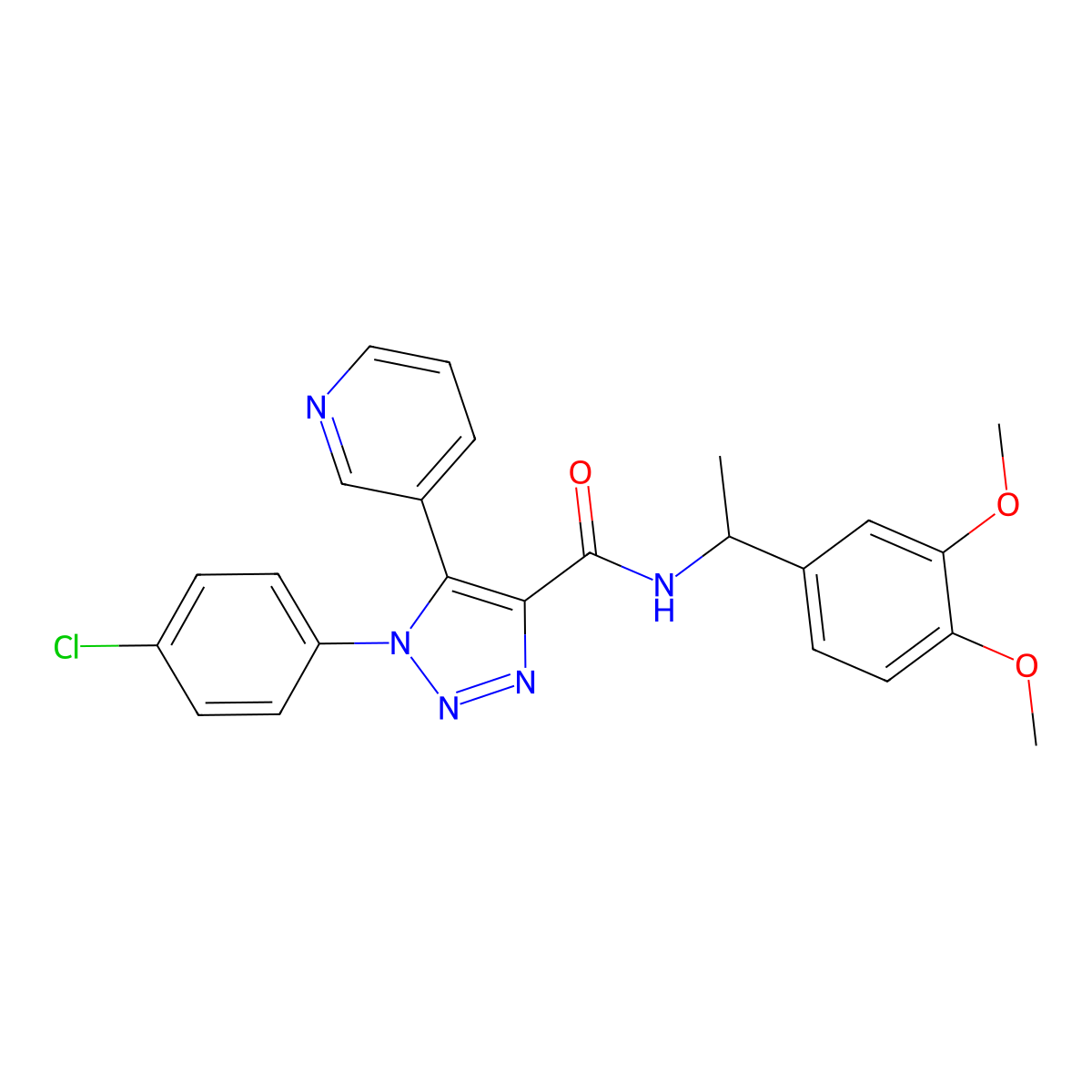 1-(4-chlorophenyl)-N-[1-(3,4-dimethoxyphenyl)ethyl]-5-(pyridin-3-yl)-1H-1,2,3-triazole-4-carboxamide molecular structure, CAS 1326878-94-7