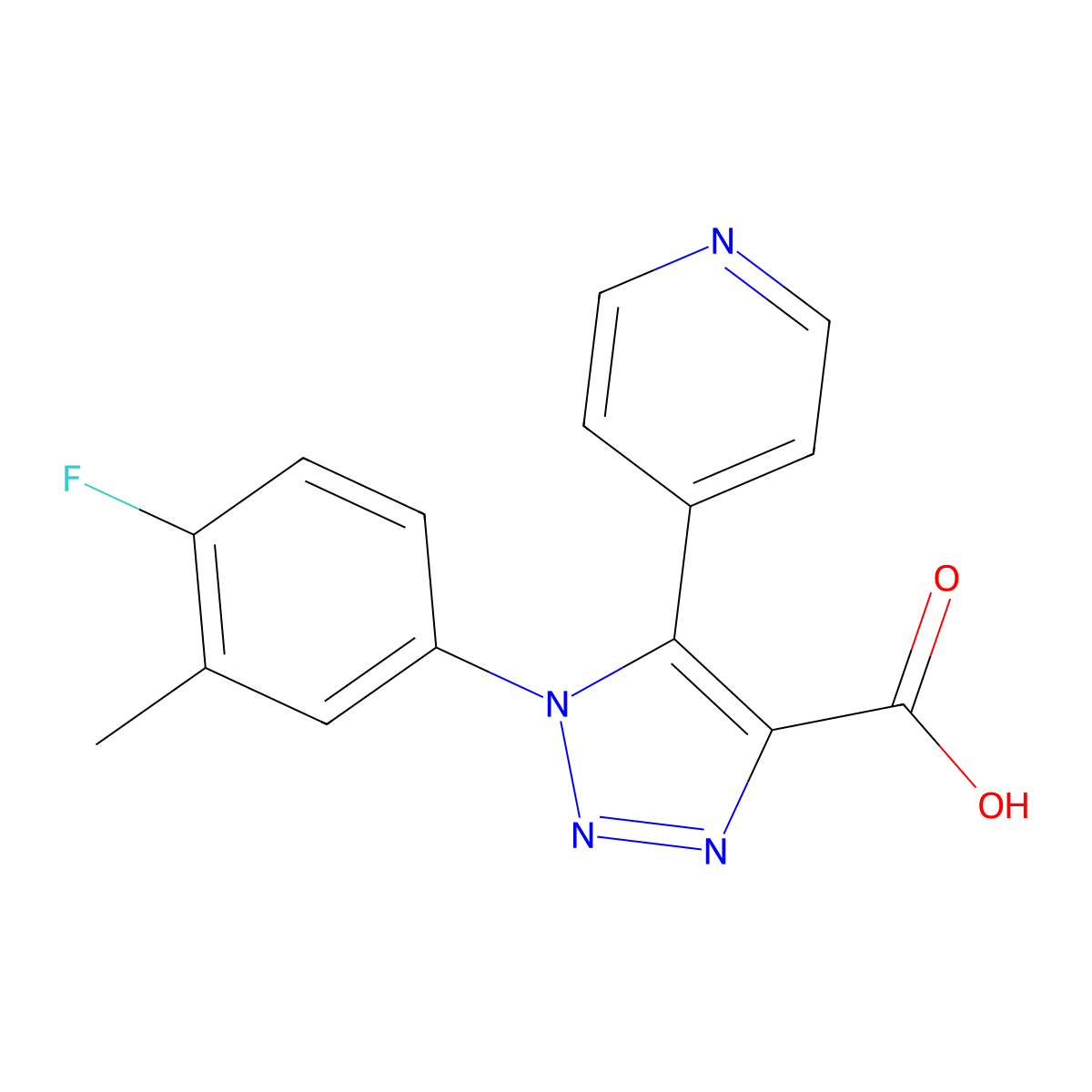 1-(4-fluoro-3-methylphenyl)-5-pyridin-4-yl-1H-1,2,3-triazole-4-carboxylic acid molecular structure, CAS 1326878-96-9