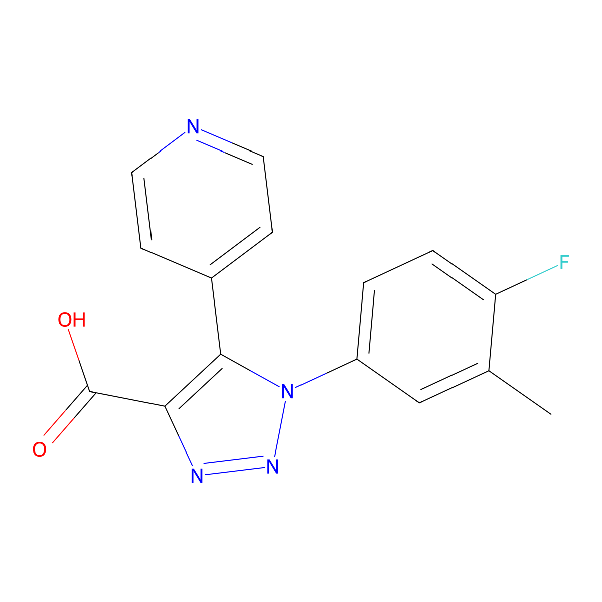 1-(4-fluoro-3-methylphenyl)-5-pyridin-4-yl-1H-1,2,3-triazole-4-carboxylic acid molecular structure, CAS 1326878-96-9
