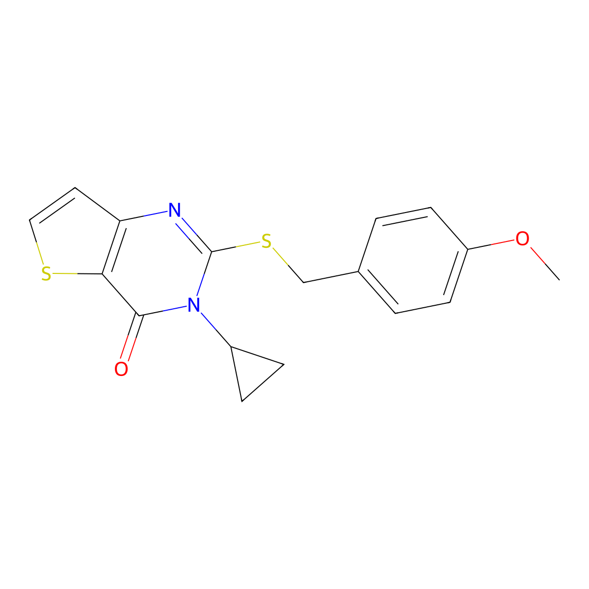 3-cyclopropyl-2-[(4-methoxybenzyl)sulfanyl]thieno[3,2-d]pyrimidin-4(3H)-one molecular structure, CAS 1326879-19-9