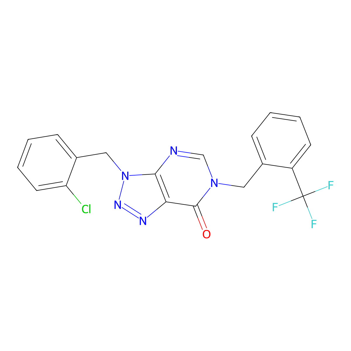 3-[(2-chlorophenyl)methyl]-6-{[2-(trifluoromethyl)phenyl]methyl}-3H,6H,7H-[1,2,3]triazolo[4,5-d]pyrimidin-7-one molecular structure, CAS 1326879-40-6