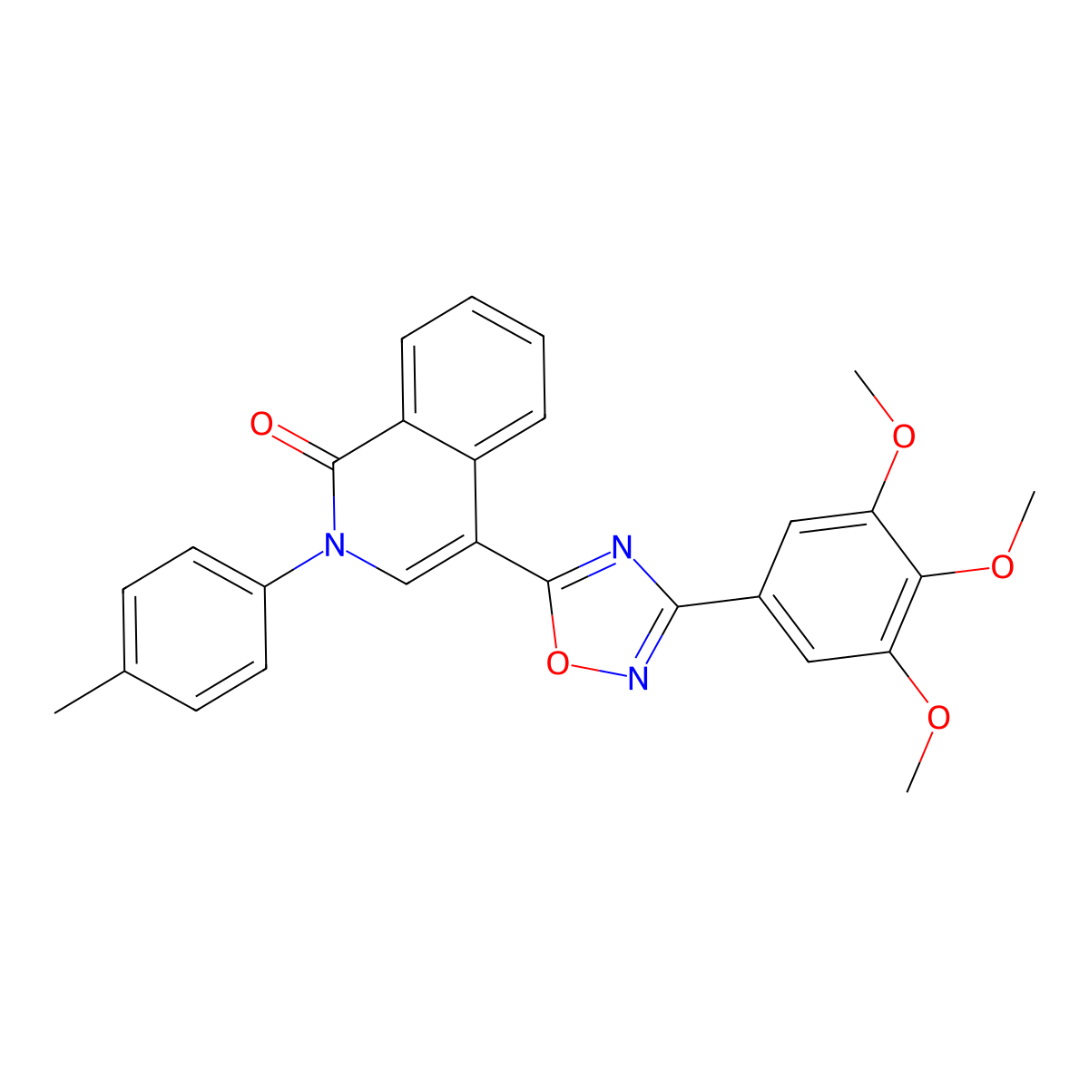 2-(4-methylphenyl)-4-[3-(3,4,5-trimethoxyphenyl)-1,2,4-oxadiazol-5-yl]isoquinolin-1(2H)-one molecular structure, CAS 1326879-59-7