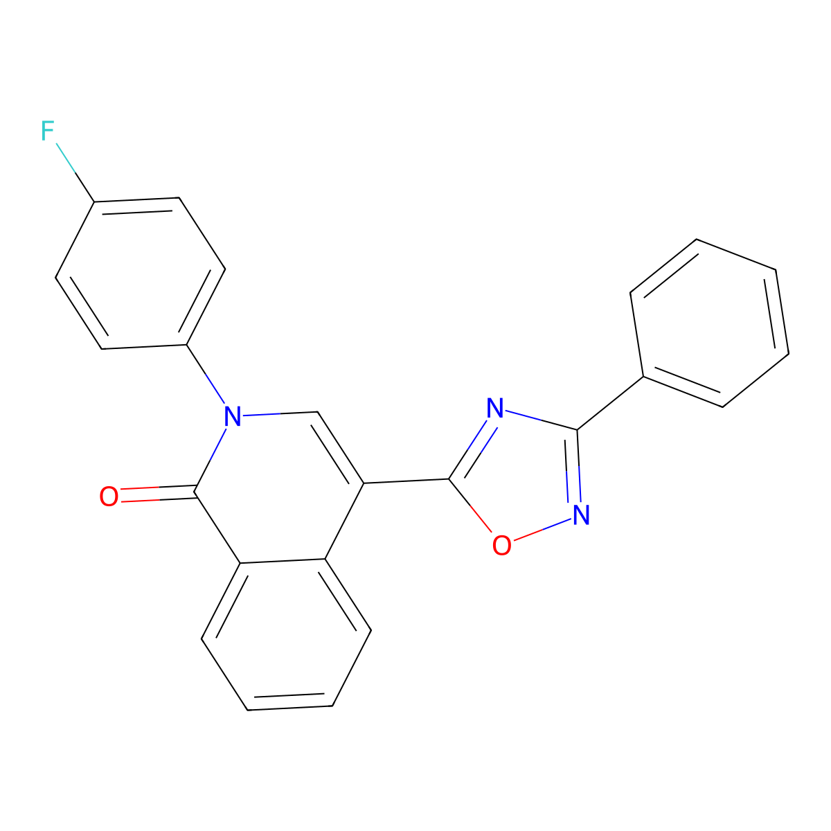 2-(4-fluorophenyl)-4-(3-phenyl-1,2,4-oxadiazol-5-yl)isoquinolin-1(2H)-one molecular structure, CAS 1326879-85-9