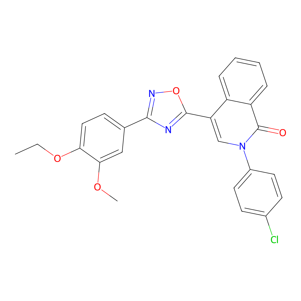 2-(4-chlorophenyl)-4-[3-(4-ethoxy-3-methoxyphenyl)-1,2,4-oxadiazol-5-yl]isoquinolin-1(2H)-one molecular structure, CAS 1326879-91-7