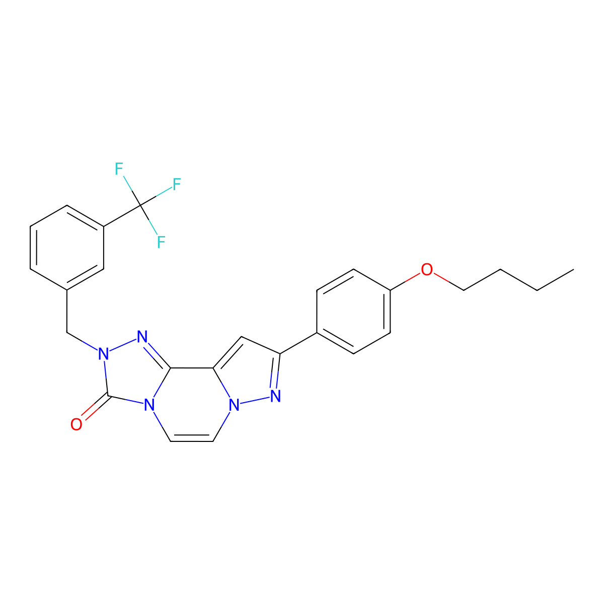 9-(4-butoxyphenyl)-2-(3-(trifluoromethyl)benzyl)pyrazolo[1,5-a][1,2,4]triazolo[3,4-c]pyrazin-3(2H)-one molecular structure, CAS 1326879-97-3