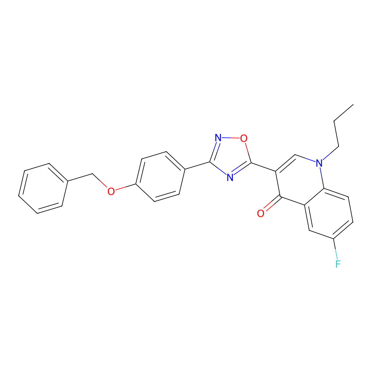 3-{3-[4-(benzyloxy)phenyl]-1,2,4-oxadiazol-5-yl}-6-fluoro-1-propylquinolin-4(1H)-one molecular structure, CAS 1326880-05-0